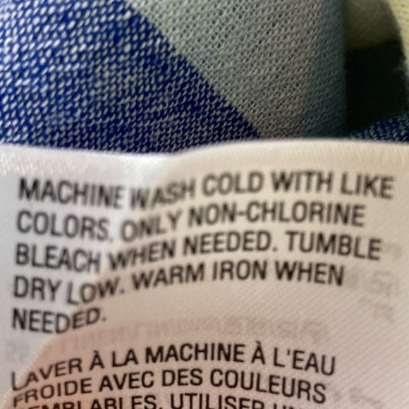 Club Room Striped Linen Blend Button Up Shirt Coastal Beach Blue (Size XL) - Picture 6 of 9